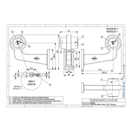 Direction Indicator, Long Arm (Neon) (LED) Orange 12 / 24V Universal