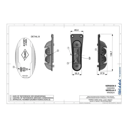 Side Direction Indictor With A Holder With Side Marker Light (LED) Orange 12 / 24V Universal