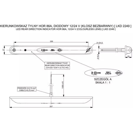 Intermitente Trasero Dinámico (LED) Amarilla 12 / 24V Universal