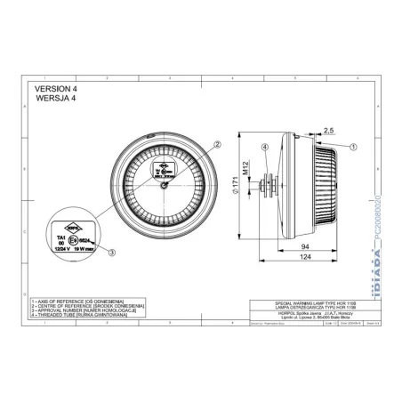 Warnleuchte Mit Gewinderohr (LED) Orange 12 / 24V Universal