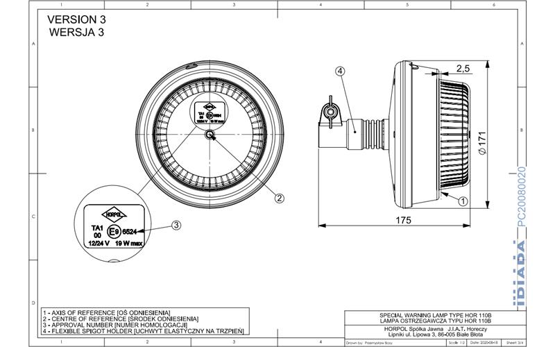 Beacon Light With Spigot (LED) Orange 12 / 24V Universal