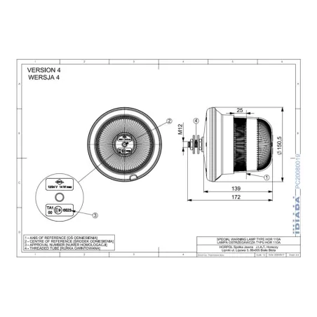 СИГНАЛЬНЫЙ ФОНАРЬ С РЕЗЬБОВОЙ ТРУБКОЙ (LED) ОРАНЖЕВЫЙ 12 / 24V УНИВЕРСАЛЬНАЯ