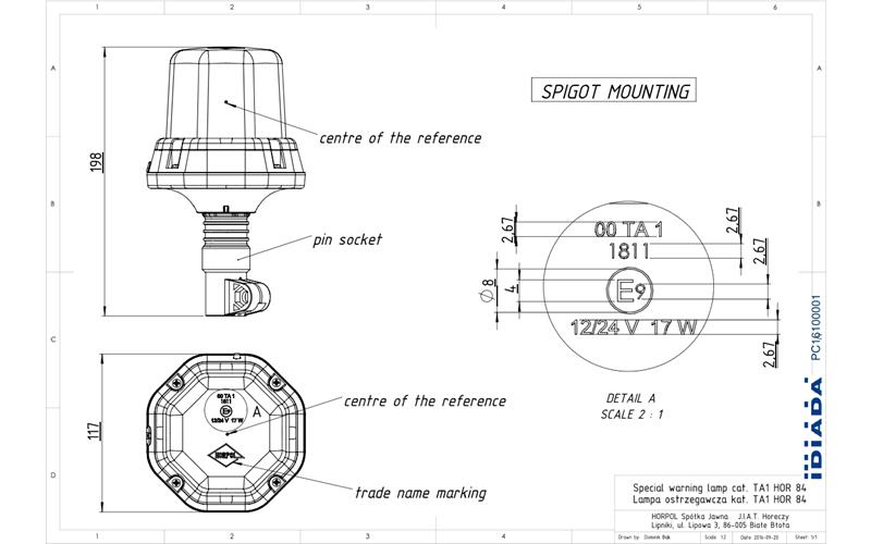 Warning Lamp With Spigot And Remote Control (LED) Orange 12 / 24V Universal