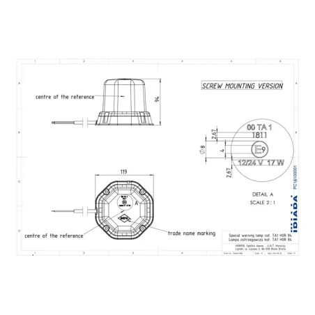 Warning Lamp Mounted With Screws (LED) Orange 12 / 24V Universal