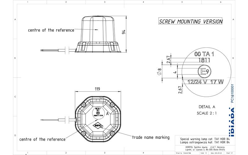 Warning Lamp Mounted With Screws (LED) Orange 12 / 24V Universal