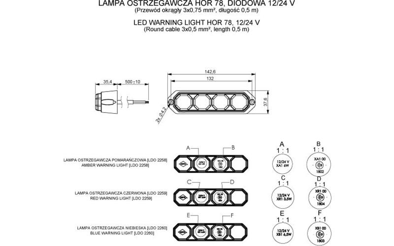 Warning Light (LED) Red 12 / 24V Universal