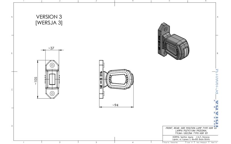 Begrenzungsleuchte Mit Rückfahrsensor (LED) Weiss - Orange - Rot 12 / 24V Rechts