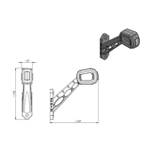 Lampa Obrysowa Trzyfunkcyjna Na Wysięgniku Długim Skośnym (LED) Biało - Pomarańczowo - Czerwona 12 / 24V Prawa