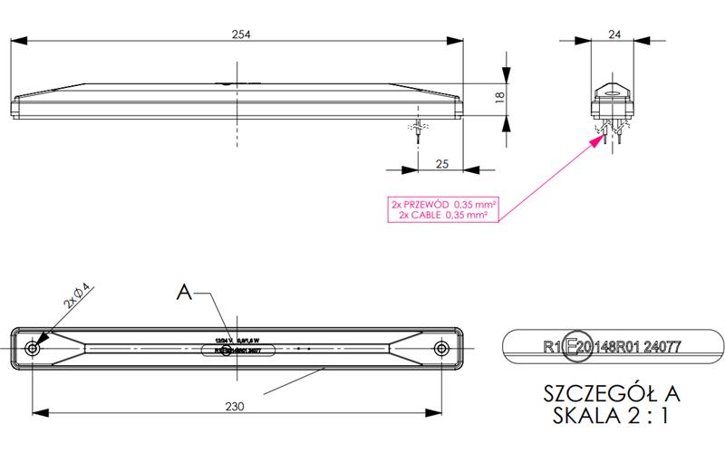 Feu de Gabarit (LED) Rouge 12 / 24V Universel