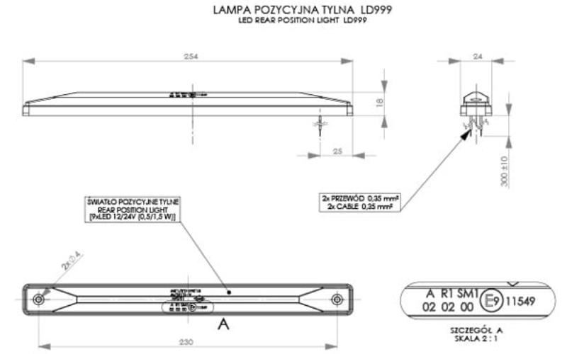 Rear Marker Light (LED) Red 12 / 24V Universal