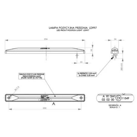Luz de Gálibo Delantera (LED) Blanca 12 / 24V Universal