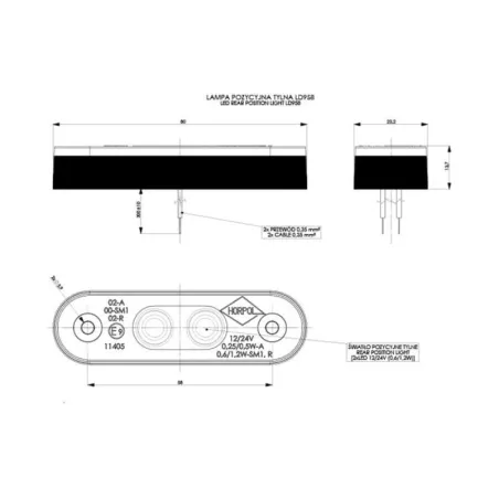 Luz de Posición, con Almohadillas Baja y Alta (LED) Roja 12 / 24V Universal
