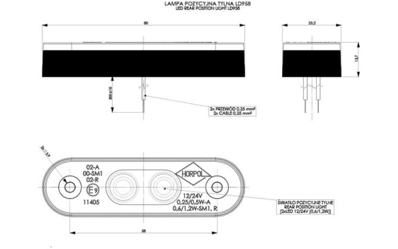 Side Marker Light, With A Slim And A Thick Rubber Pad (LED) Red 12 / 24V Universal