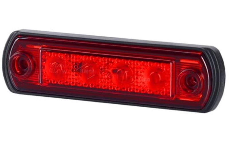 Side Marker Light With A Rubber Pad, For Bull-bar Mounting (LED) Red 12 / 24V Universal