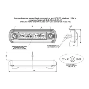 Luz de Gálibo Base de Goma Montada En Tubo (LED) Roja 12 / 24V Universal