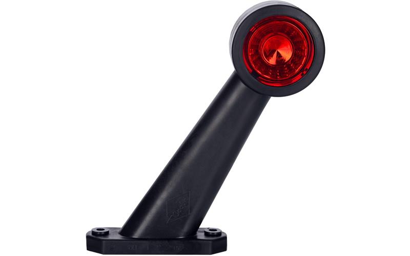 Outline Marker Light, Oval With Long Oblique Arm (LED) White - Red 12 / 24V Right