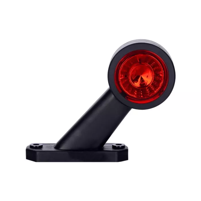Outline Marker Light, Oval With Short Oblique Arm (LED) White - Red 12 / 24V Right