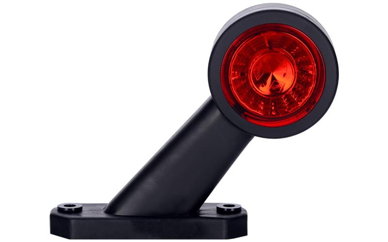 Outline Marker Light, Oval With Short Oblique Arm (LED) White - Red 12 / 24V Left