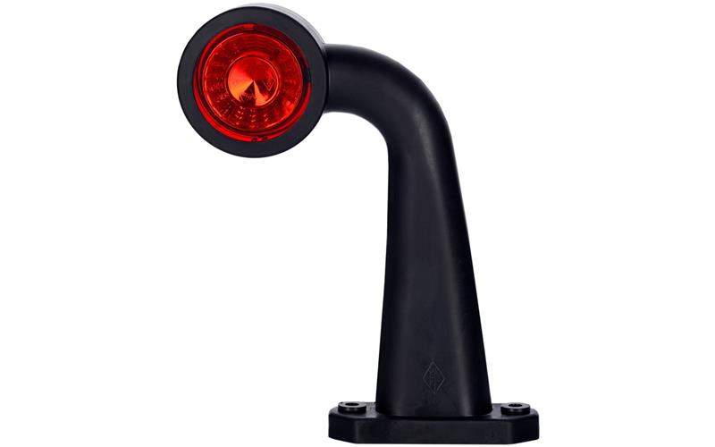 Outline Marker Light, Oval With Long Bent Arm (LED) White - Red 12 / 24V Right