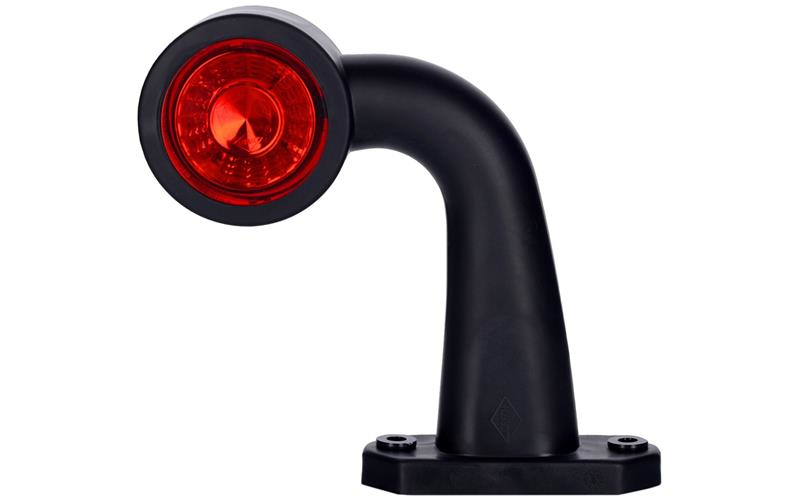 Outline Marker Light, Oval With Short Bent Arm (LED) White - Red 12 / 24V Right