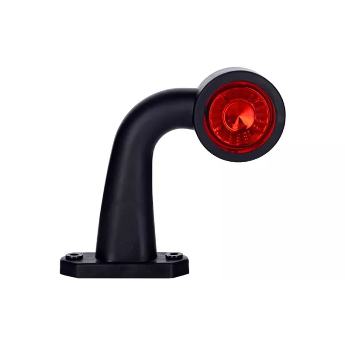 Outline Marker Light, Oval With Short Bent Arm (LED) White - Red 12 / 24V Left