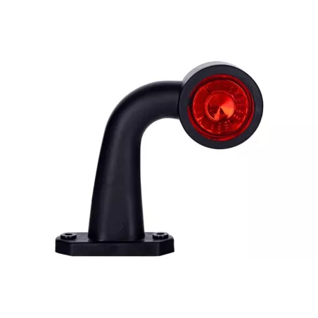 Outline Marker Light, Oval With Short Bent Arm (LED) White - Red 12 / 24V Left