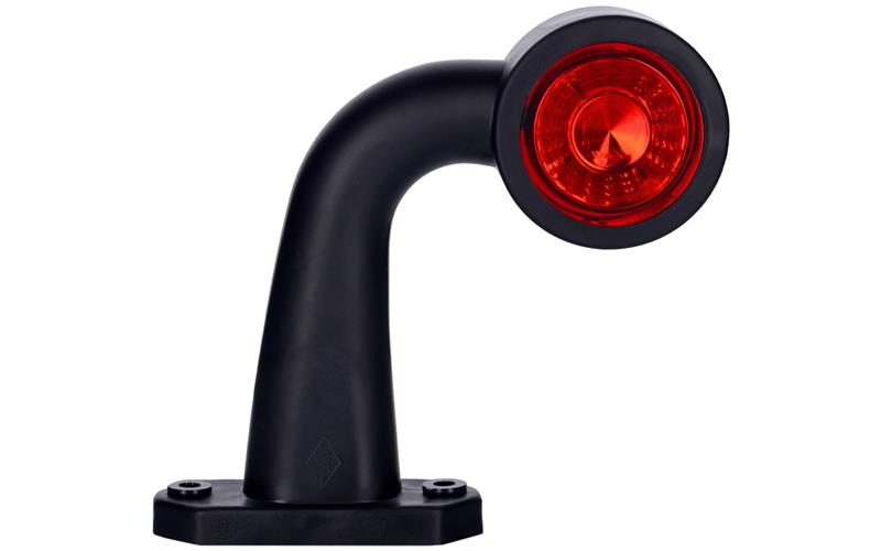 Outline Marker Light, Oval With Short Bent Arm (LED) White - Red 12 / 24V Left