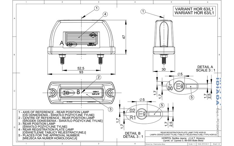 Marker Light (LED) White - Red 12 / 24V Universal