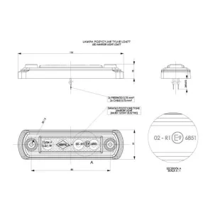 Luz de Gálibo con Base de Goma Recta (LED) Roja 12 / 24V Universal