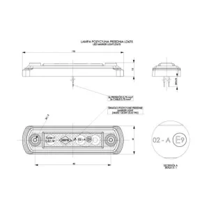 Luz de Gálibo con Base de Goma Recta (LED) Blanca 12 / 24V Universal