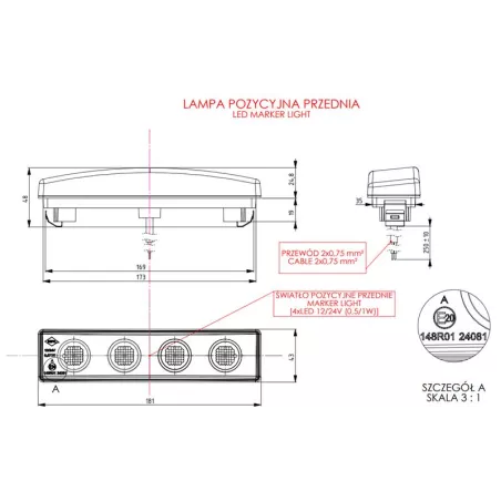 Luz de Posición Delantera (LED) Blanca 12 / 24V Universal