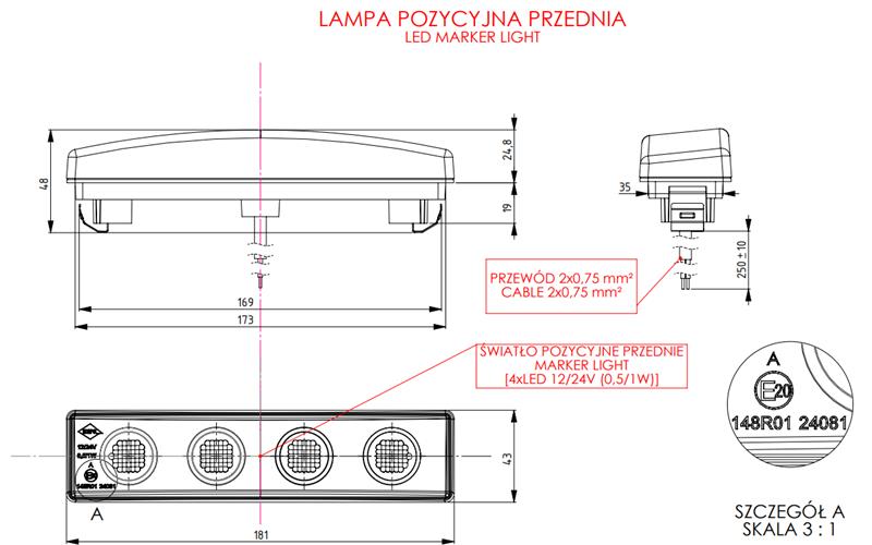 Luz de Posición Delantera (LED) Blanca 12 / 24V Universal