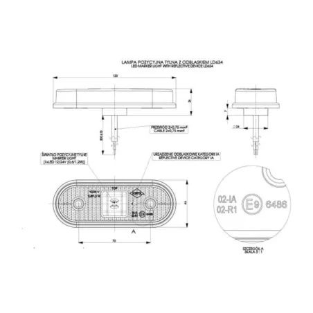 Feu de Gabarit Avec Catadioptre (LED) Rouge 12 / 24V Universel