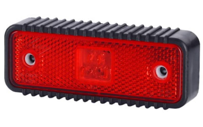 Front Marker Light, With Reflective Device And A thick Rubber Pad (LED) Red 12 / 24V Universal