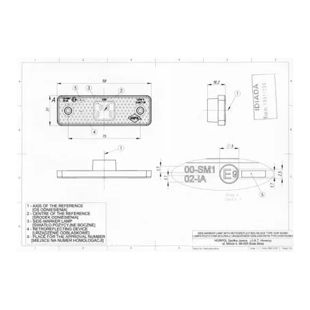 Feu de Position Avec Catadioptre, Avec Embase Caoutchouc Rainuré (LED) Orange 12 / 24V Universel