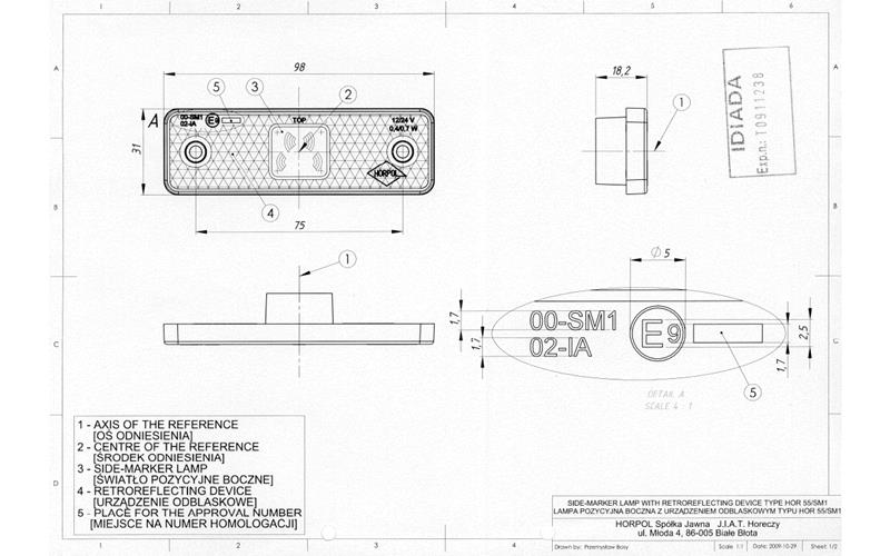Luz de Posición con Reflejo con Almohadilla de Goma Ondulada (LED) Amarilla 12 / 24V Universal