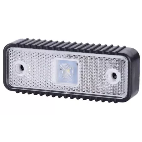 Front Marker Light, With Reflective Device And A thick Rubber Pad (LED) White 12 / 24V Universal