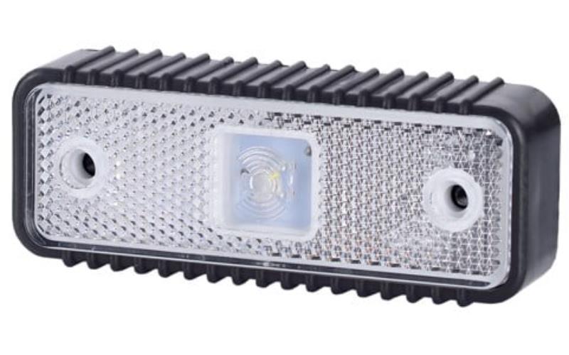 Lampa Obrysowa z Odblaskiem z Podkładką Gumową Ryflowaną (LED) Biała 12 / 24V Uniwersalna