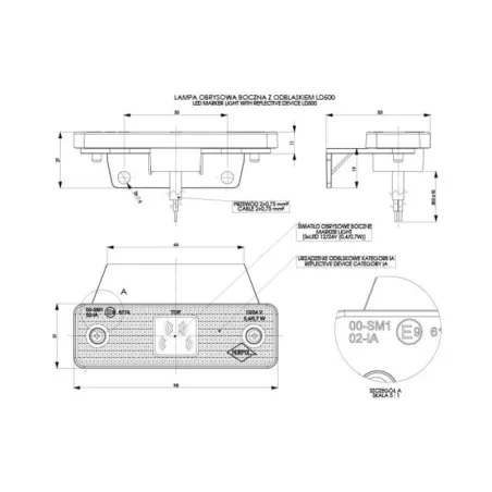 ГАБАРИТНЫЙ ФОНАРЬ С ОТРАЖАТЕЛЕМ И КРЕПЛЕНИЕМ (LED) ОРАНЖЕВЫЙ 12 / 24V УНИВЕРСАЛЬНЫЙ