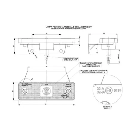 Luz de Posición con Reflector y Soporte (LED) Blanca 12 / 24V Universal