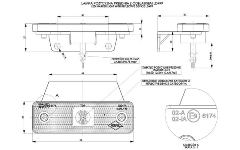 Markierungsleuchte Mit Reflektor Und Halterung (LED) Weiss 12 / 24V Universell