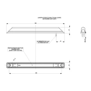 Lampa Obrysowa Długa Bezbarwny Klosz (LED) Czerwona 12 / 24V Uniwersalna