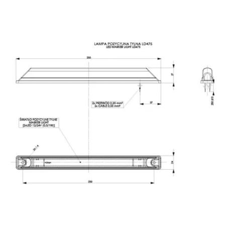 ФОНАРЬ ГАБАРИТНЫЙ ЗАДНИЙ (КРАСНЫЕ ДИОДЫ И ПРОЗРАЧНОЕ СТЕКЛО) (LED) КРАСНЫЙ 12 / 24V УНИВЕРСАЛЬНАЯ