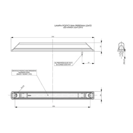 Feu de Position Long (LED) Blanc 12 / 24V Universel