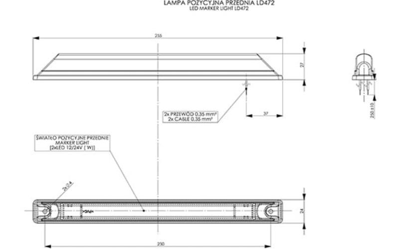 Standlicht Lang (LED) Weiß 12 / 24V Universal