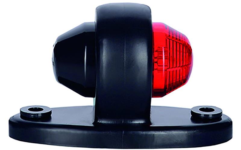 ФОНАРЬ ГАБАРИТНЫЙ НА ОВАЛЬНОЙ ПОДСТАВКЕ, РОЖОК ПРЯМОЙ КОРОТКИЙ (LED) КРАСНЫЙ 12 / 24V УНИВЕРСАЛЬНАЯ