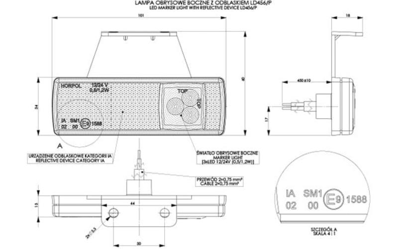 Marker Light With Reflective Device, Hanging (LED) Orange 12 / 24V Universal
