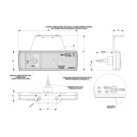 Feu de Gabarit Avec Catadioptre, Suspendu (LED) Orange 12 / 24V Universel