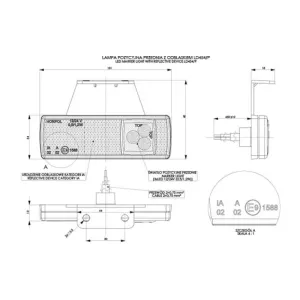 ФОНАРЬ ГАБАРИТНЫЙ ПЕРЕДНИЙ С ОТРАЖАТЕЛЕМ И КРОНШТЕЙНОМ (LED) БЕЛЫЙ 12 / 24V УНИВЕРСАЛЬНАЯ