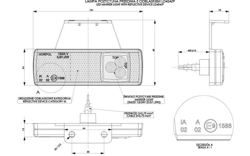 Luz de Gálibo con Reflejo - Suspendida (LED) Blanca 12 / 24V Universal